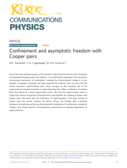 Confinement and Asymptotic Freedom with Cooper Pairs