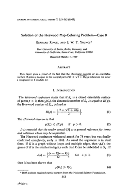 Solution of the Heawood Map-Coloring Problem--Case 8