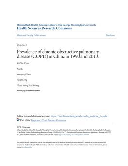 Prevalence of Chronic Obstructive Pulmonary Disease (COPD) in China in 1990 and 2010