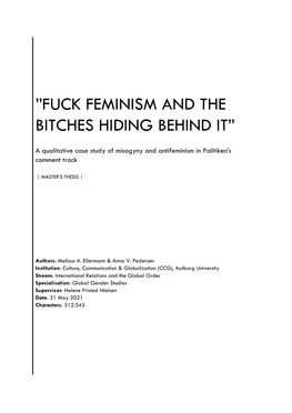 Fuck Feminism and the Bitches Hiding Behind It