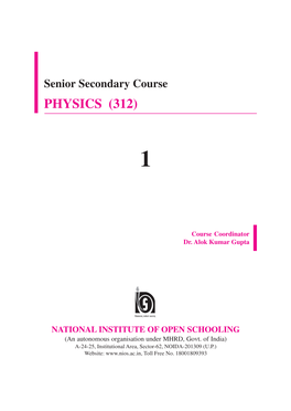 Senior Secondary Course PHYSICS (312)