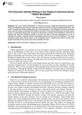 TWICE BLESSED” Hong Shao College of Foreign Studies, Guilin University of Electronic Technology, Guilin541004, China Sh0321@Guet.Edu.Cn Abstract