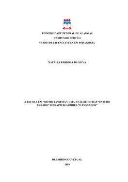 Universidade Federal De Alagoas Campus Do Sertão Curso De Licenciatura Em Pedagogia