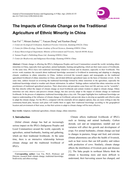 The Impacts of Climate Change on the Traditional Agriculture of Ethnic Minority in China