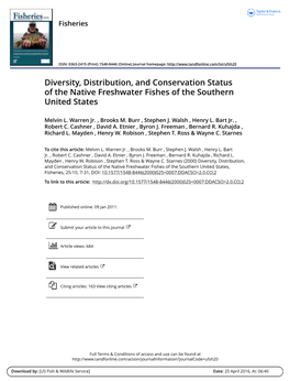 Diversity, Distribution, and Conservation Status of the Native Freshwater Fishes of the Southern United States