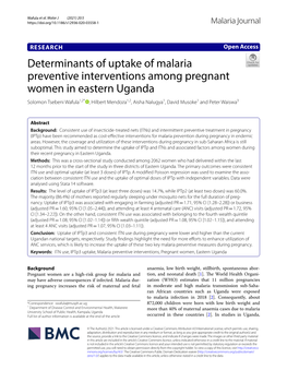 Determinants of Uptake of Malaria Preventive Interventions Among