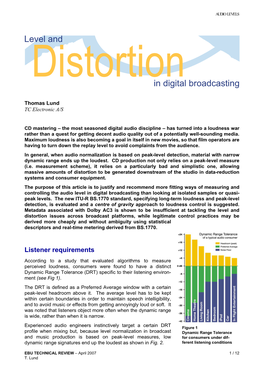 Level and Distrortion in Digital Broadcasting