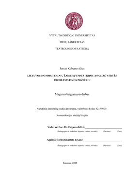 Lietuvos Kompiuterinių Žaidimų Industrijos Analizė Vertės Problematikos Požiūriu