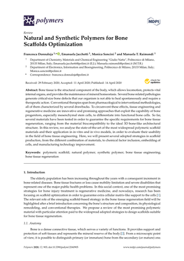 Natural and Synthetic Polymers for Bone Scaffolds Optimization