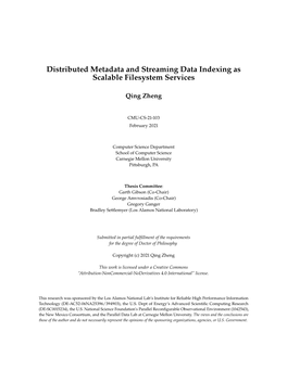 Distributed Metadata and Streaming Data Indexing As Scalable Filesystem Services