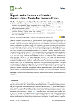 Biogenic Amine Contents and Microbial Characteristics of Cambodian Fermented Foods