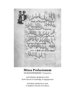 Missa Prolacionum OCKEGHEM@600 $ Concert 9
