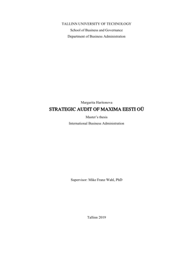 STRATEGIC AUDIT of MAXIMA EESTI OÜ Master’S Thesis International Business Administration