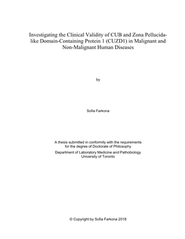 Investigating the Clinical Validity of CUB and Zona-Pellucida-Like Domain-Containing Protein 1 (CUZD1) in Malignant and Non- Malignant Human Diseases