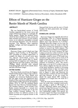 Effects of Hurricane Ginger on the Barrier Islands of North Carolina