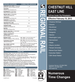Chestnut Hill East Line Public Timetable Layout 12