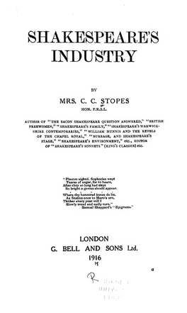 Shakespeare's Industry, by Mrs. C.C. Stopes