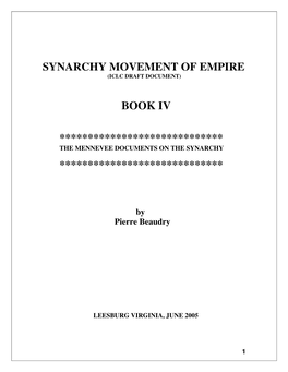 Synarchy Movement of Empire Book Iv
