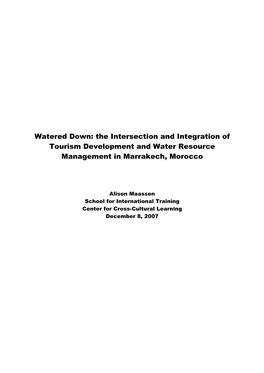 The Intersection and Integration of Tourism Development and Water Resource Management in Marrakech, Morocco