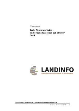 Irak: Ninewa Provins – Sikkerhetssituasjonen Per Oktober 2018