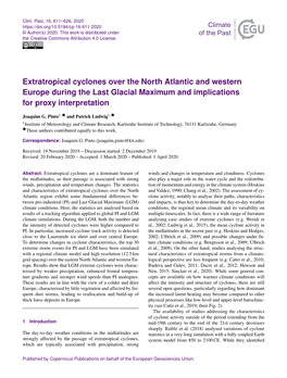 Extratropical Cyclones Over the North Atlantic and Western Europe During the Last Glacial Maximum and Implications for Proxy Interpretation