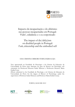 Impacto Da Incapacitação E Do Ableísmo Nas Pessoas Incapacitadas Em Portugal: 'Fado', Cidadania E O Eu Corporizado the I