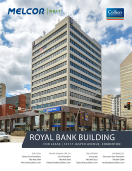 Royal Bank Building for Lease | 10117 Jasper Avenue, Edmonton