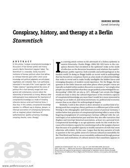 Conspiracy, History, and Therapy at a Berlin Stammtisch