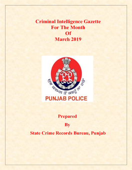 Criminal Intelligence Gazette for the Month of March 2019
