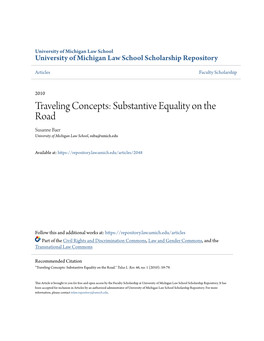 Traveling Concepts: Substantive Equality on the Road Susanne Baer University of Michigan Law School, Suba@Umich.Edu