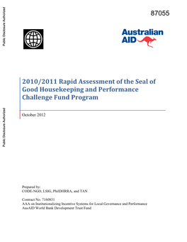 2010/2011 Rapid Assessment of the Seal of Good Housekeeping and Performance