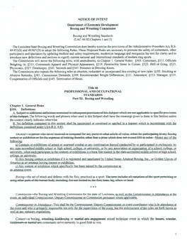 Louisiana State Boxing and Wrestling Commission Does Hereby Exercise the Provisions of the Administrative Procedure Act, R.S