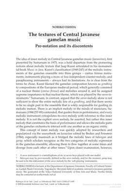 The Textures of Central Javanese Gamelan Music Pre-Notation and Its Discontents