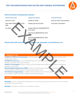 Test for Keratoconus Risk Factor and Corneal Dystrophies