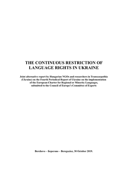 The Continuous Restriction of Language Rights in Ukraine