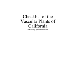Checklist of the Vascular Plants of California (Excluding Grasses and Allies Agave Deserti Ssp