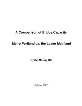 Bridges in Metro Portland Vs Lower Mainland Report
