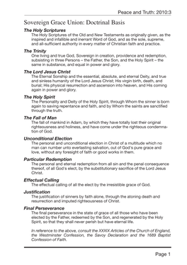 Sovereign Grace Union: Doctrinal Basis