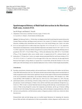 Spatiotemporal History of Fluid-Fault Interaction in the Hurricane Fault Zone, Western USA