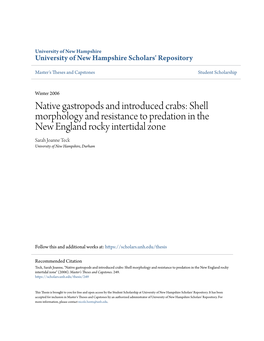 Native Gastropods and Introduced Crabs: Shell Morphology And