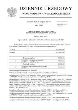 Sprawozdanie Nr OA 0050.15.2018 Z Dnia 27 Marca 2018 R