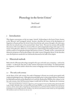 Phonology in the Soviet Union*