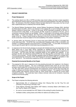 Consultancy Agreement No. NEX/1023 West Island Line Environmental Impact Assessment MTR Corporation Limited Final Environmental Impact Assessment Report