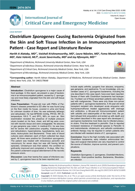 Clostridium Sporogenes Causing Bacteremia Originated from The