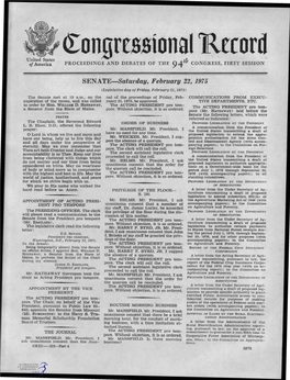 SENATE-Saturday, February 22, 1975