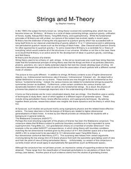 Strings and M-Theory by Stephen Hawking