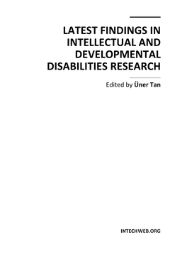 Latest Findings in Intellectual and Developmental Disabilities Research