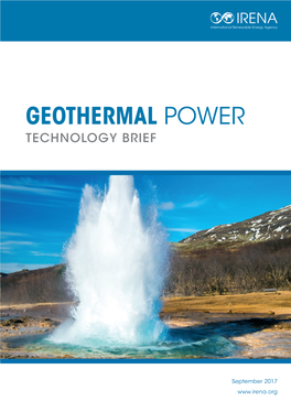 Geothermal Power: Technology Brief, International Renewable Energy Agency, Abu Dhabi