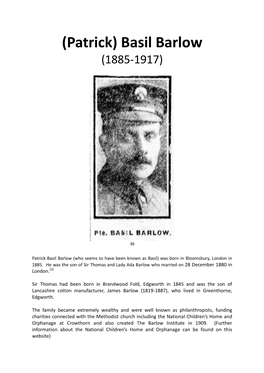 Patrick) Basil Barlow (1885-1917
