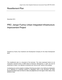 44007-013: Jiangxi Fuzhou Urban Integrated Infrastructure